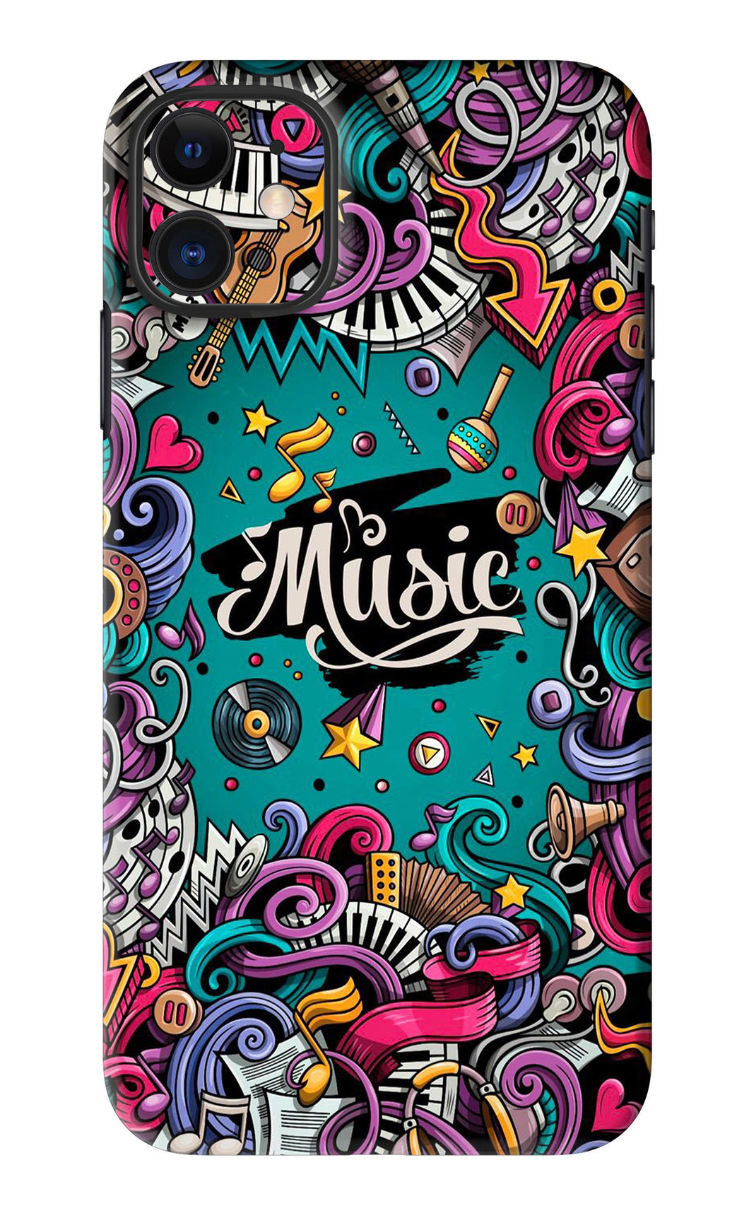 Music Graffiti iPhone 11 Back Skin Wrap
