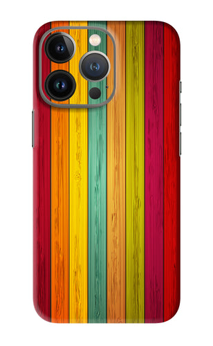 Multicolor Wooden iPhone 13 Pro Back Skin Wrap