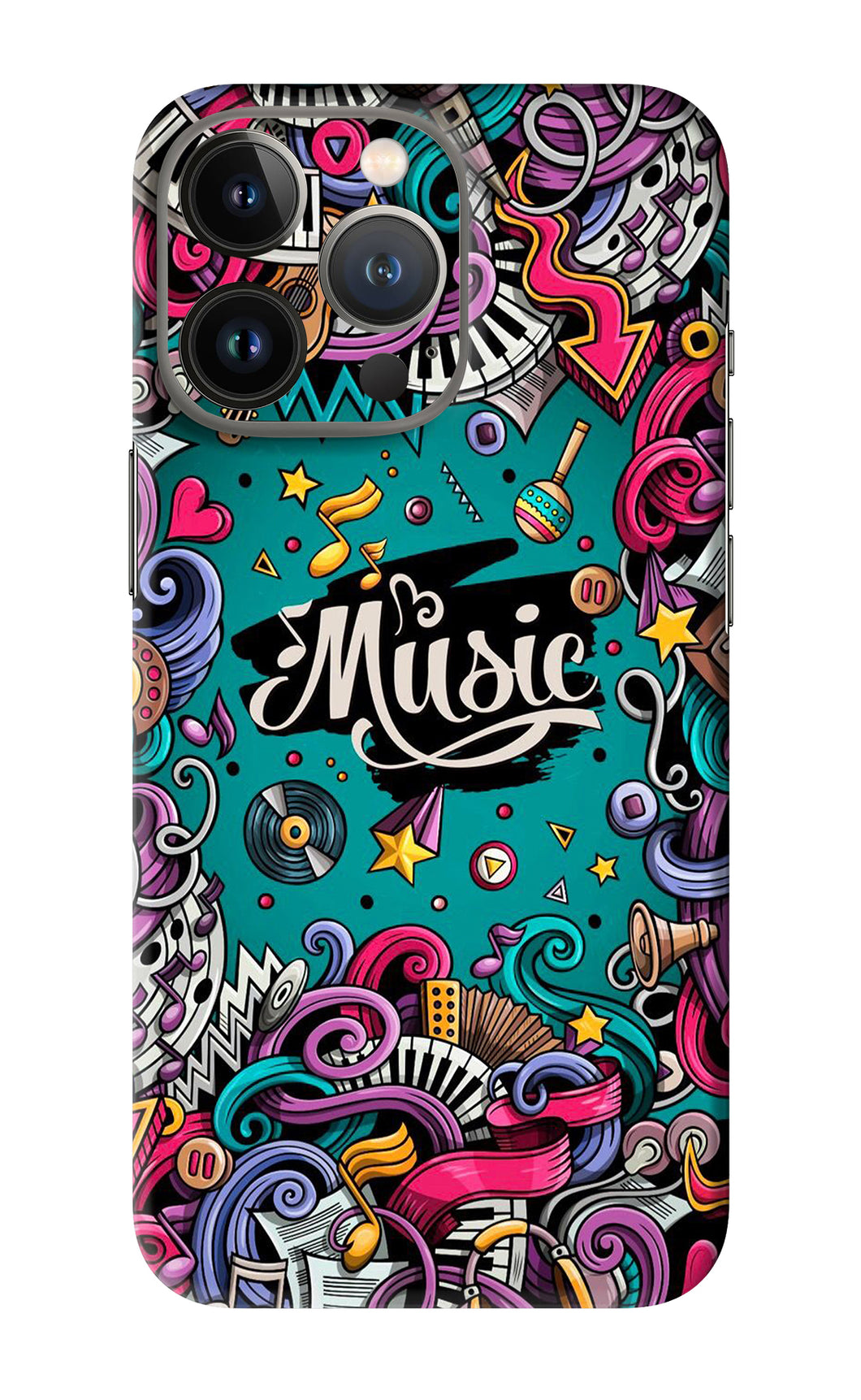 Music Graffiti iPhone 13 Pro Back Skin Wrap