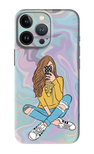 Selfie Girl iPhone 13 Pro Back Skin Wrap