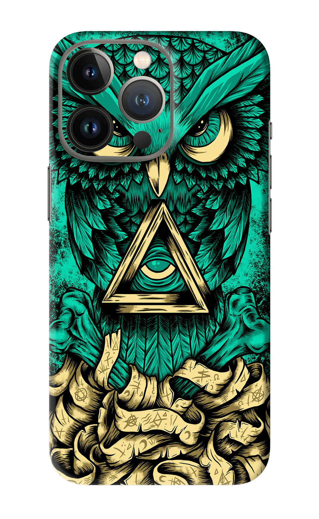 Green Owl iPhone 13 Pro Back Skin Wrap
