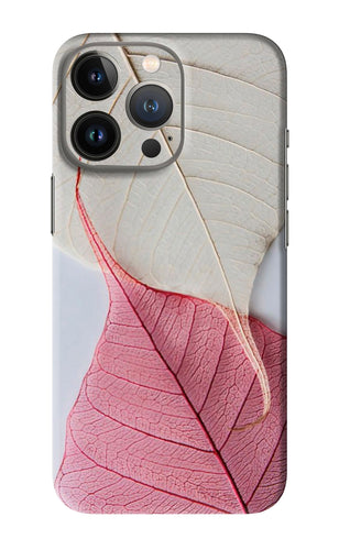 White Pink Leaf iPhone 13 Pro Back Skin Wrap
