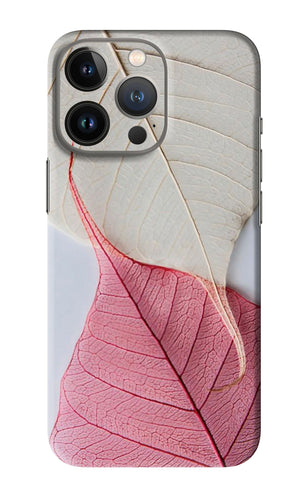 White Pink Leaf iPhone 13 Pro Max Back Skin Wrap