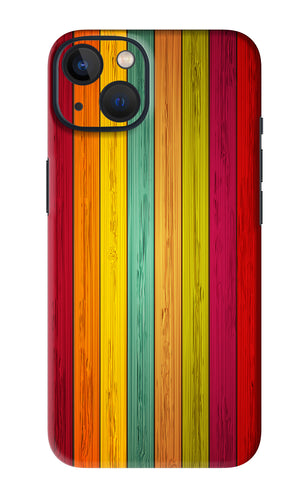 Multicolor Wooden iPhone 13 Mini Back Skin Wrap