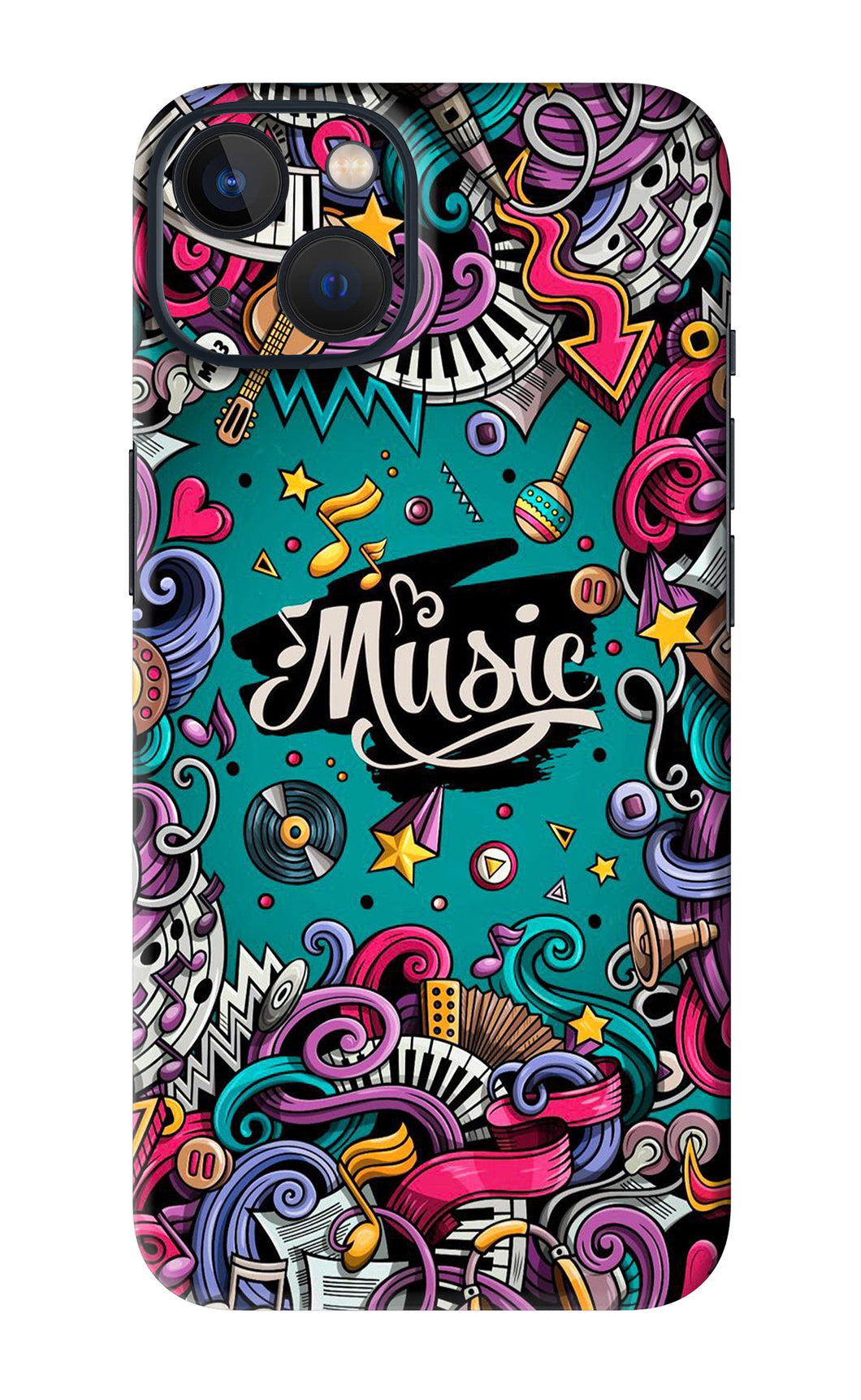 Music Graffiti iPhone 13 Mini Back Skin Wrap