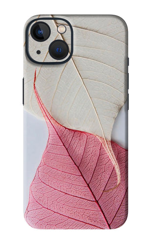 White Pink Leaf iPhone 13 Mini Back Skin Wrap