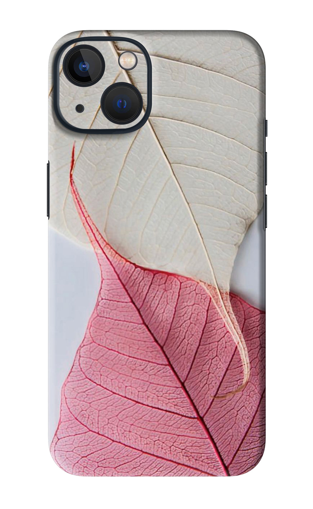 White Pink Leaf iPhone 13 Mini Back Skin Wrap