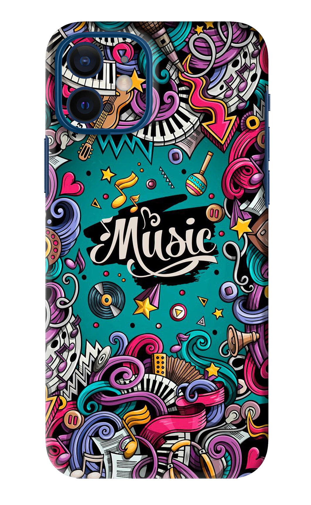Music Graffiti iPhone 12 Back Skin Wrap