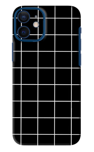 White Grid iPhone 12 Mini Back Skin Wrap