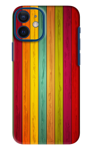 Multicolor Wooden iPhone 12 Mini Back Skin Wrap