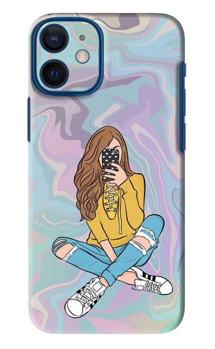 Selfie Girl iPhone 12 Mini Back Skin Wrap