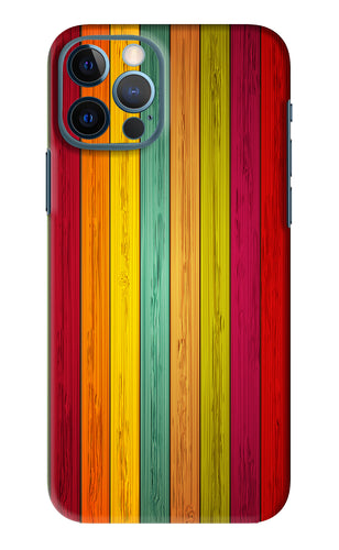 Multicolor Wooden iPhone 12 Pro Back Skin Wrap