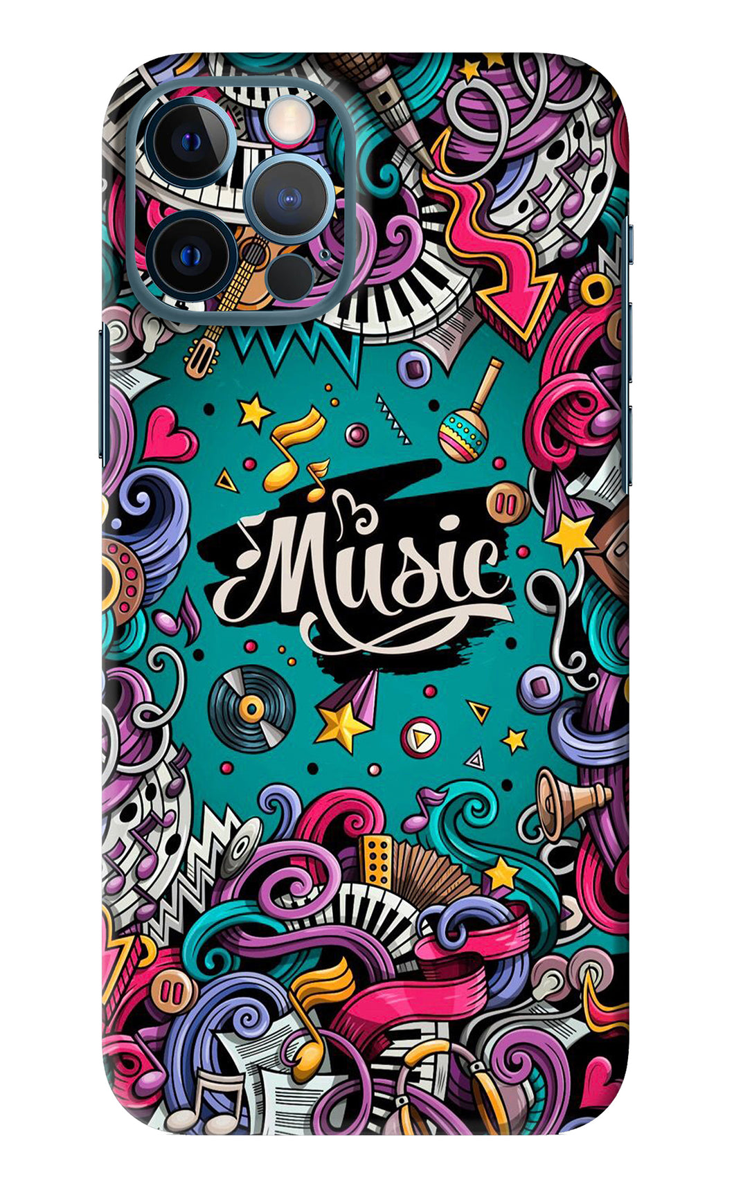 Music Graffiti iPhone 12 Pro Back Skin Wrap