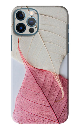 White Pink Leaf iPhone 12 Pro Back Skin Wrap