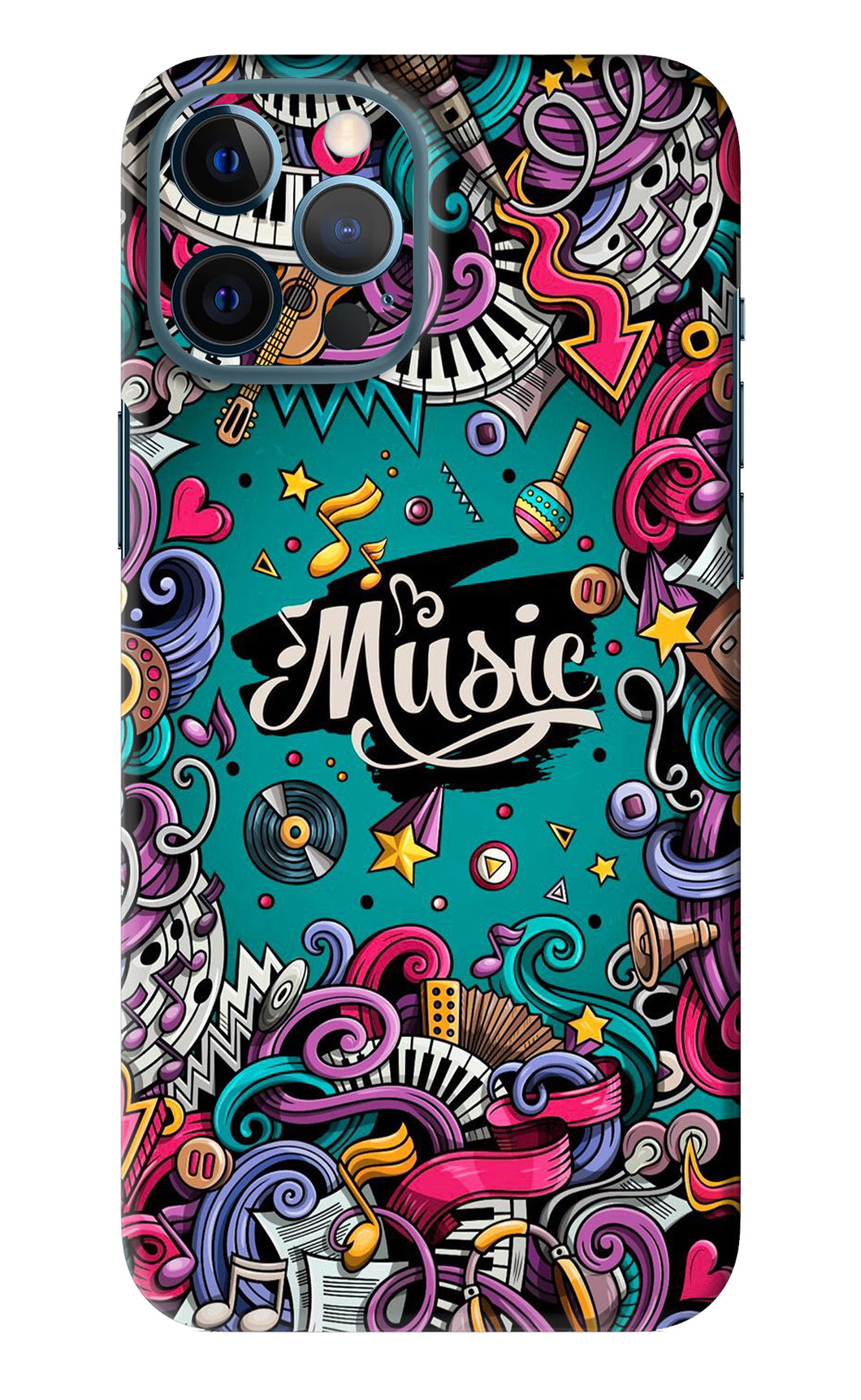 Music Graffiti iPhone 12 Pro Max Back Skin Wrap
