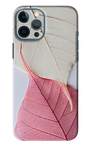 White Pink Leaf iPhone 12 Pro Max Back Skin Wrap