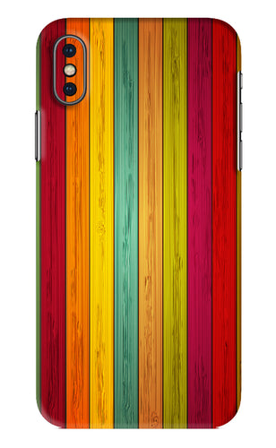Multicolor Wooden iPhone XS Back Skin Wrap