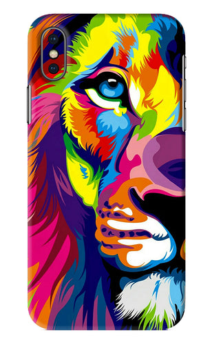 Lion Half Face iPhone XS Back Skin Wrap