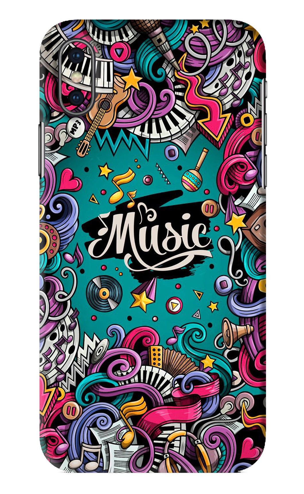 Music Graffiti iPhone X Back Skin Wrap