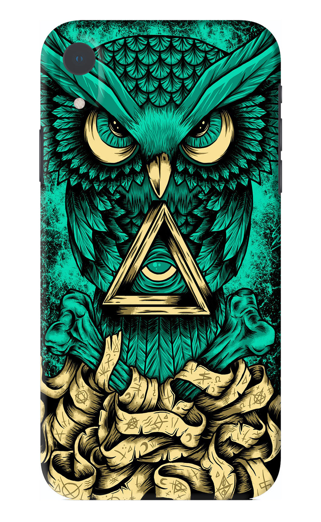 Green Owl iPhone XR Back Skin Wrap