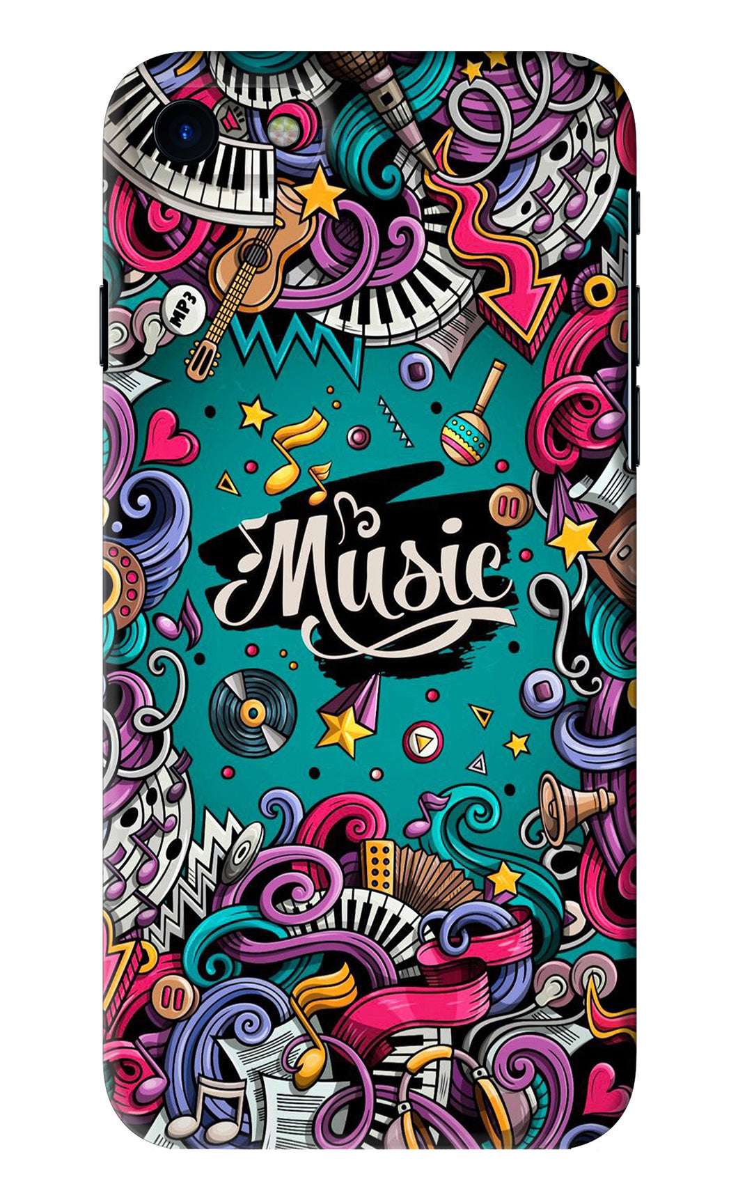 Music Graffiti iPhone 8 Back Skin Wrap