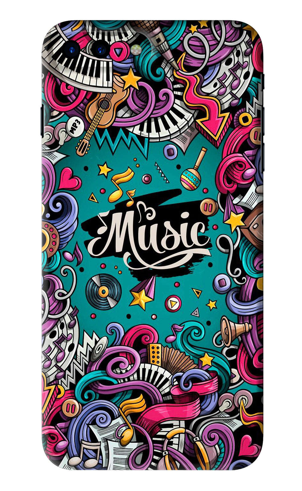 Music Graffiti iPhone 7 Plus Back Skin Wrap