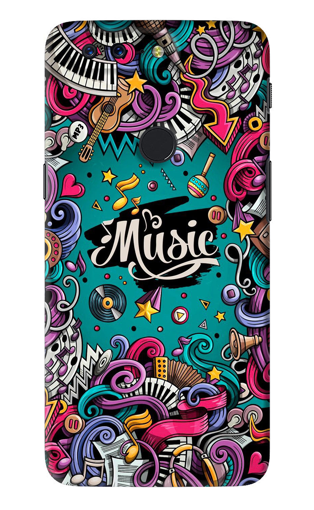 Music Graffiti OnePlus 5T Back Skin Wrap