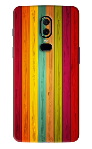 Multicolor Wooden OnePlus 6 Back Skin Wrap