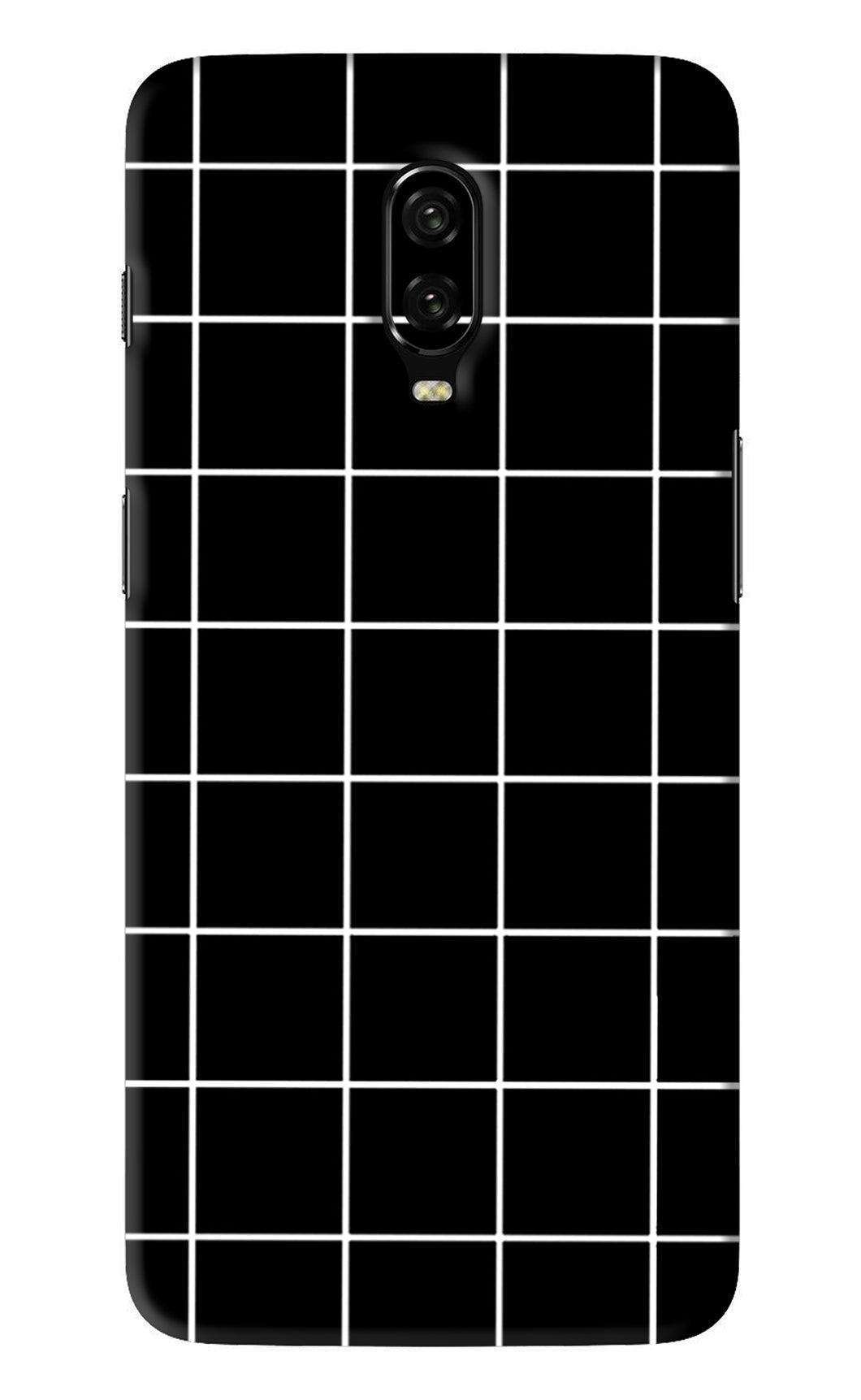 White Grid OnePlus 6T Back Skin Wrap