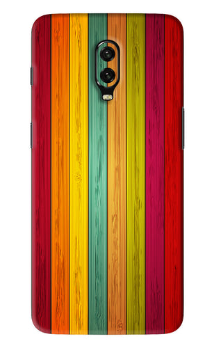 Multicolor Wooden OnePlus 6T Back Skin Wrap
