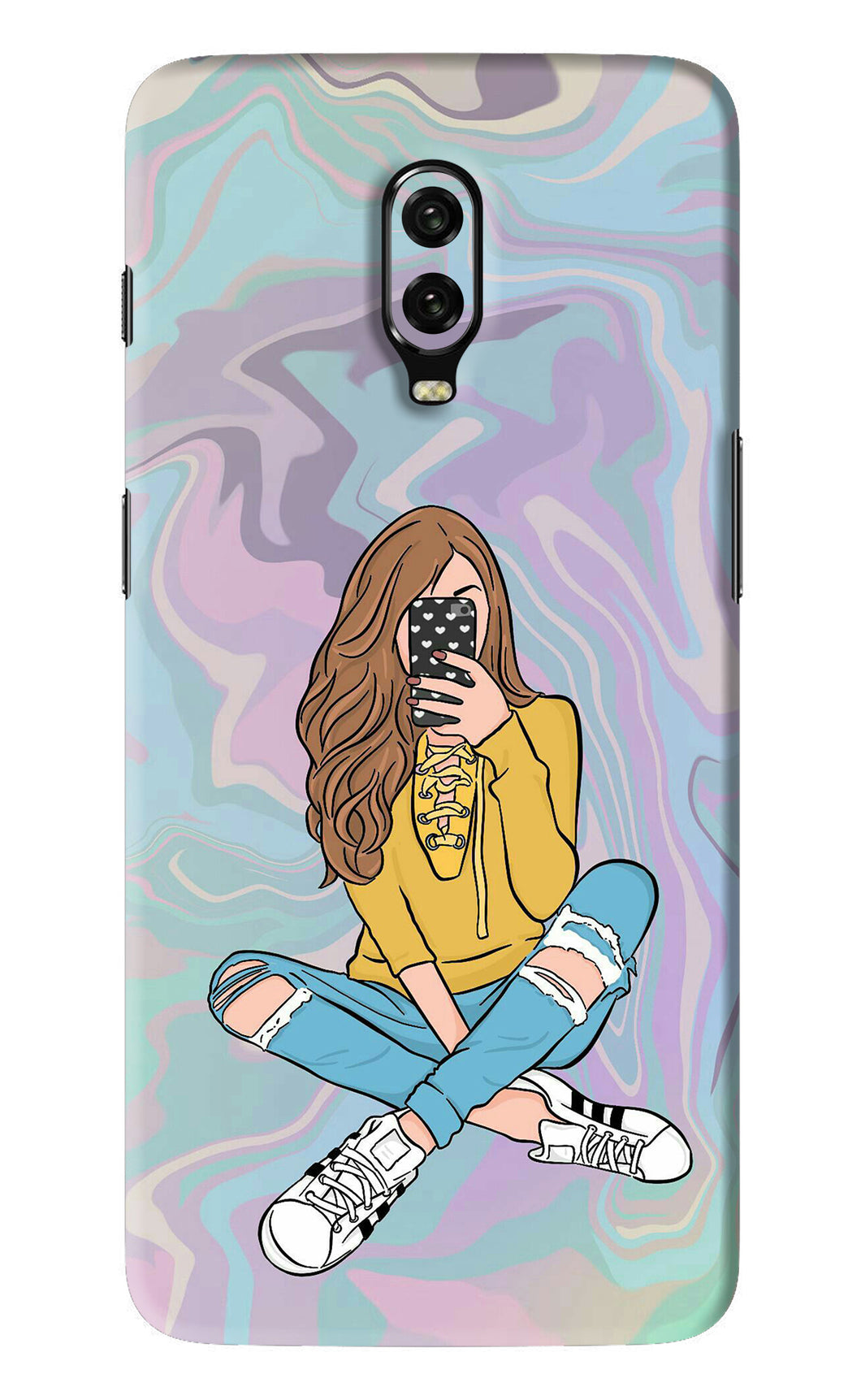 Selfie Girl OnePlus 6T Back Skin Wrap