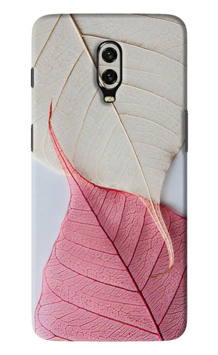 White Pink Leaf OnePlus 6T Back Skin Wrap
