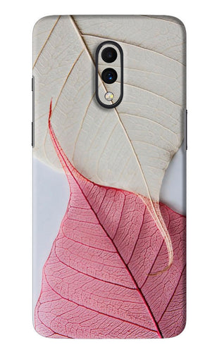 White Pink Leaf OnePlus 7 Back Skin Wrap