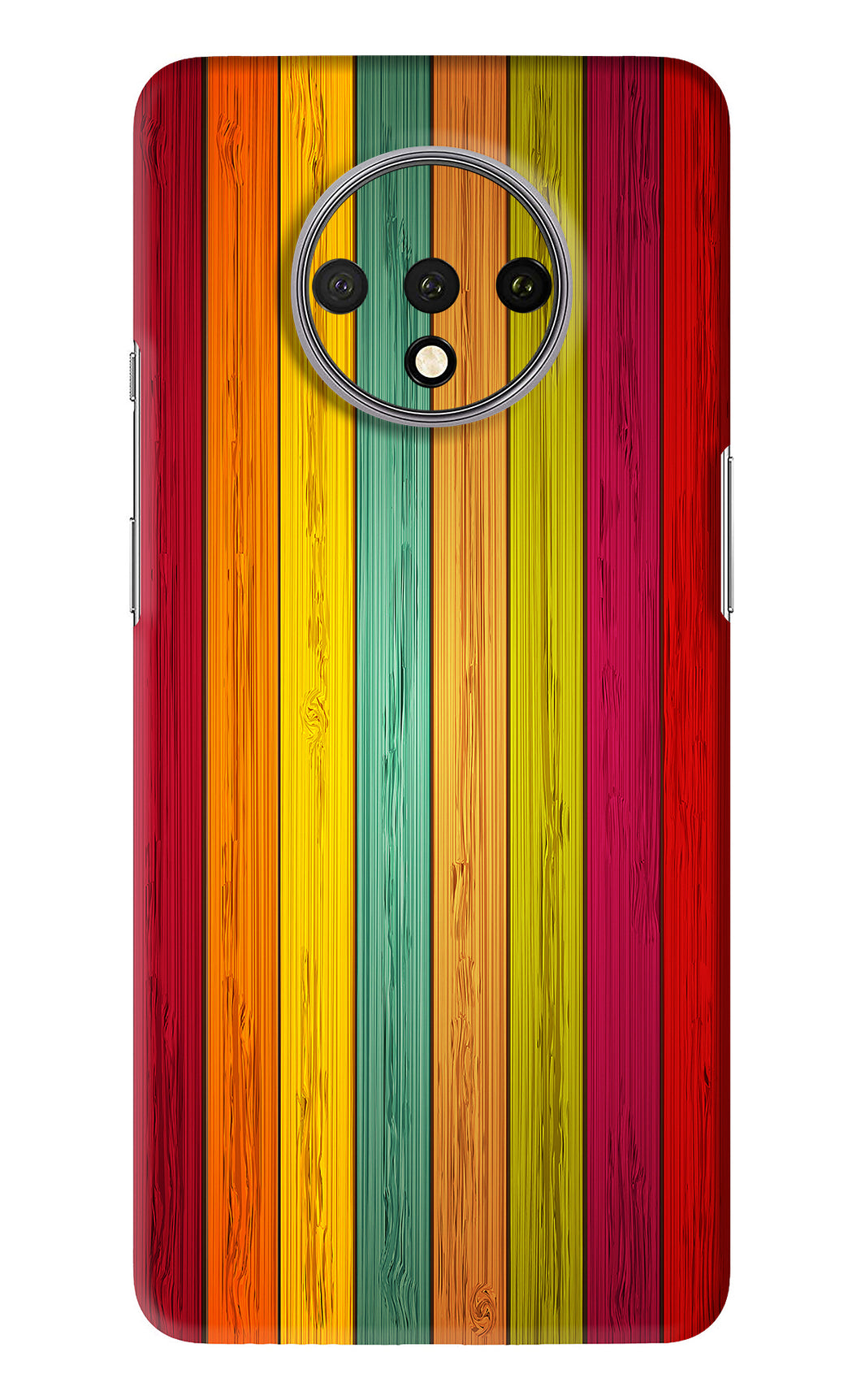 Multicolor Wooden OnePlus 7T Back Skin Wrap