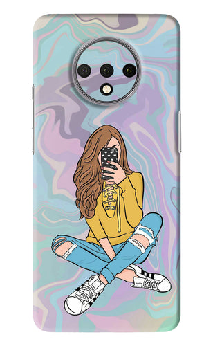 Selfie Girl OnePlus 7T Back Skin Wrap