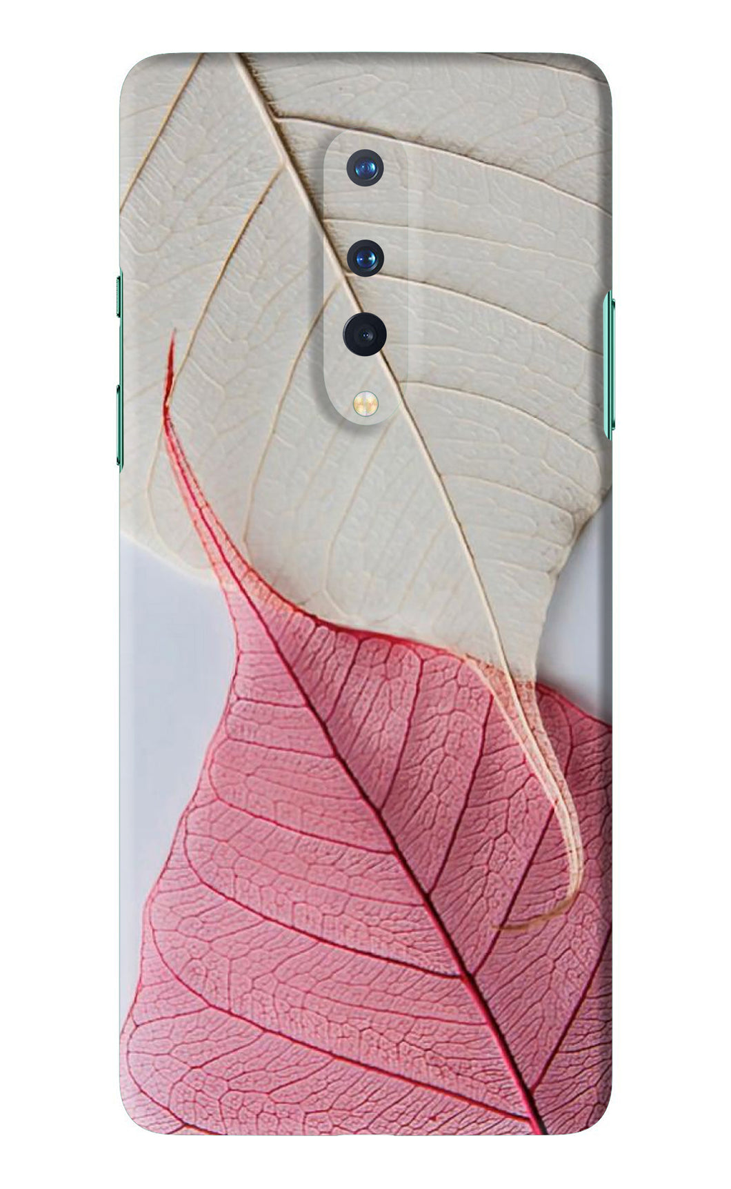 White Pink Leaf OnePlus 8 Back Skin Wrap