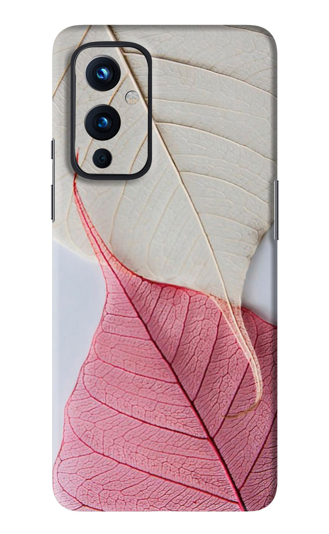 White Pink Leaf OnePlus 9 Back Skin Wrap