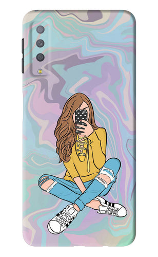 Selfie Girl Samsung Galaxy A7 2018 Back Skin Wrap