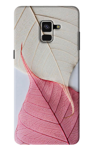 White Pink Leaf Samsung Galaxy A8 Plus Back Skin Wrap
