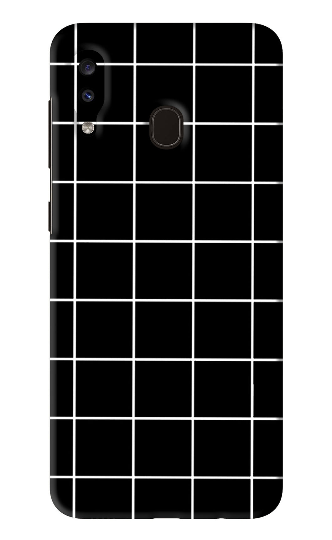 White Grid Samsung Galaxy A20 Back Skin Wrap