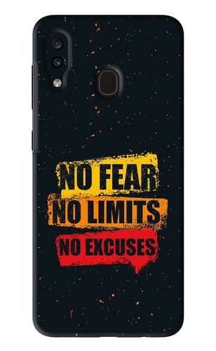 No Fear No Limits No Excuses Samsung Galaxy A20 Back Skin Wrap