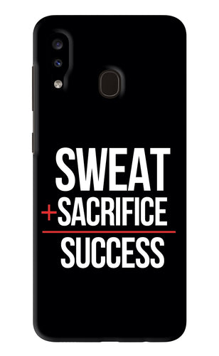 Sweat Sacrifice Success Samsung Galaxy A20 Back Skin Wrap