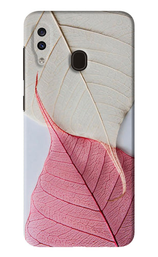 White Pink Leaf Samsung Galaxy A20 Back Skin Wrap