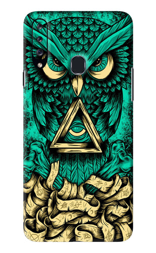 Green Owl Samsung Galaxy A20S Back Skin Wrap