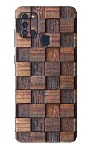Wooden Cube Design Samsung Galaxy A21S Back Skin Wrap