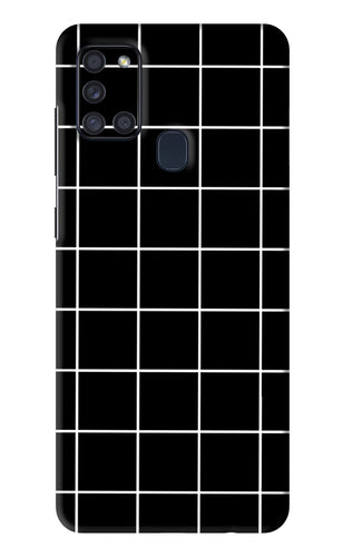 White Grid Samsung Galaxy A21S Back Skin Wrap