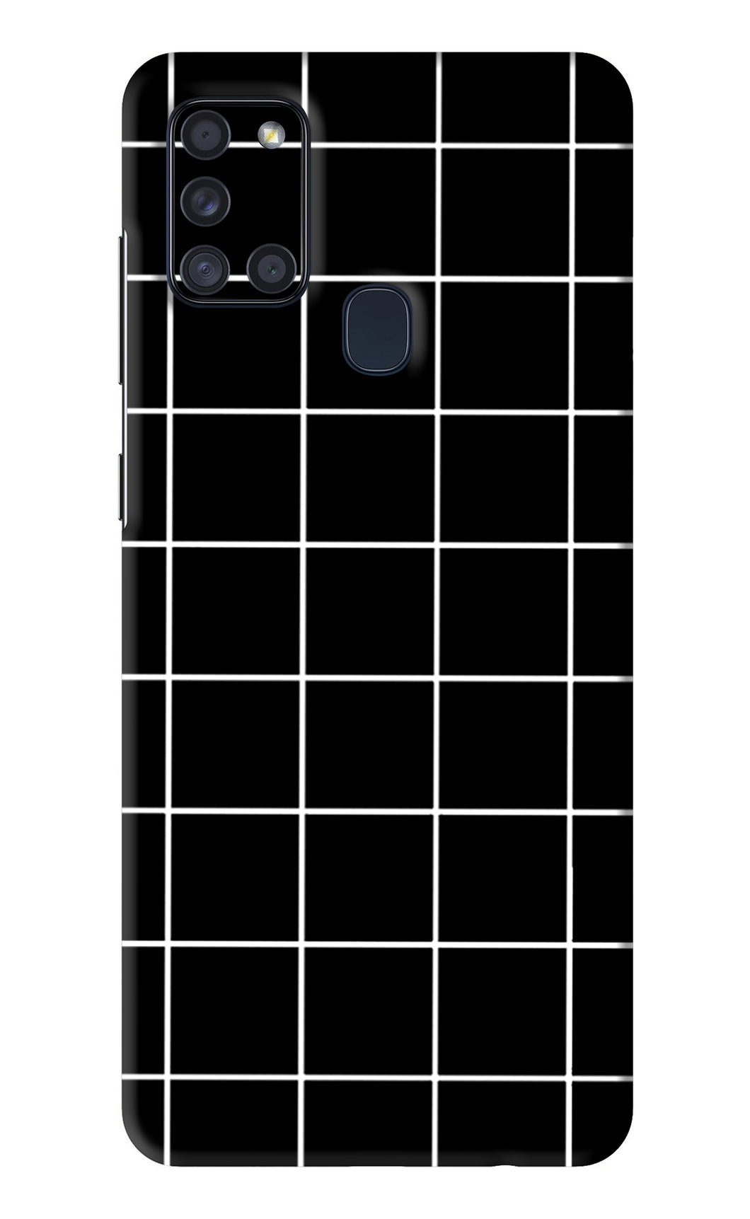 White Grid Samsung Galaxy A21S Back Skin Wrap