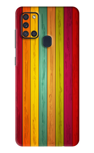 Multicolor Wooden Samsung Galaxy A21S Back Skin Wrap