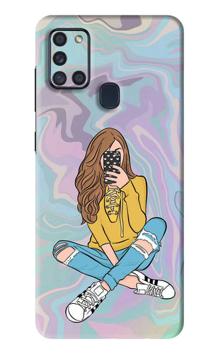 Selfie Girl Samsung Galaxy A21S Back Skin Wrap
