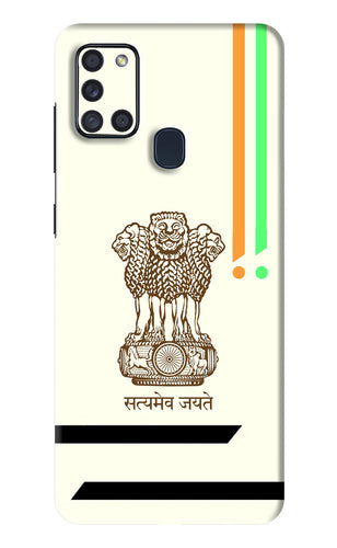 Satyamev Jayate Brown Logo Samsung Galaxy A21S Back Skin Wrap
